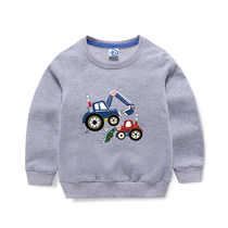 Childrens clothes new male baby spring and autumn wear Korean version of the child girl coat round neck base shirt Cotton