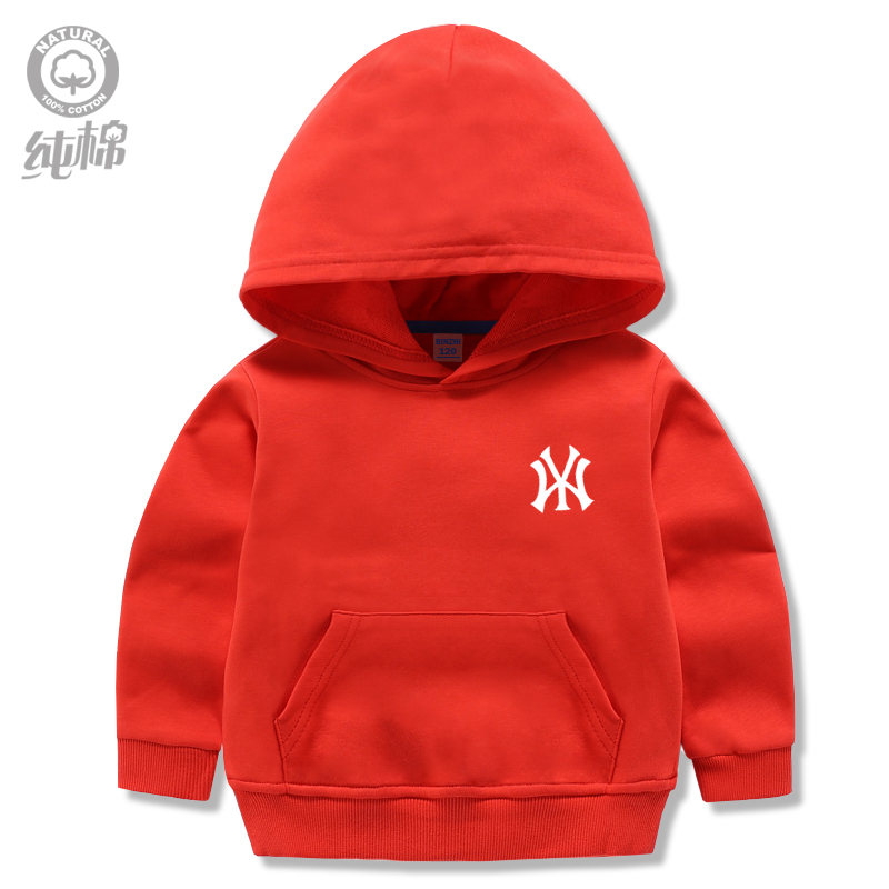 Children's pure cotton spring autumn clothing and clothing online red bursting with hoodie boy girl child long sleeve child children's clothing