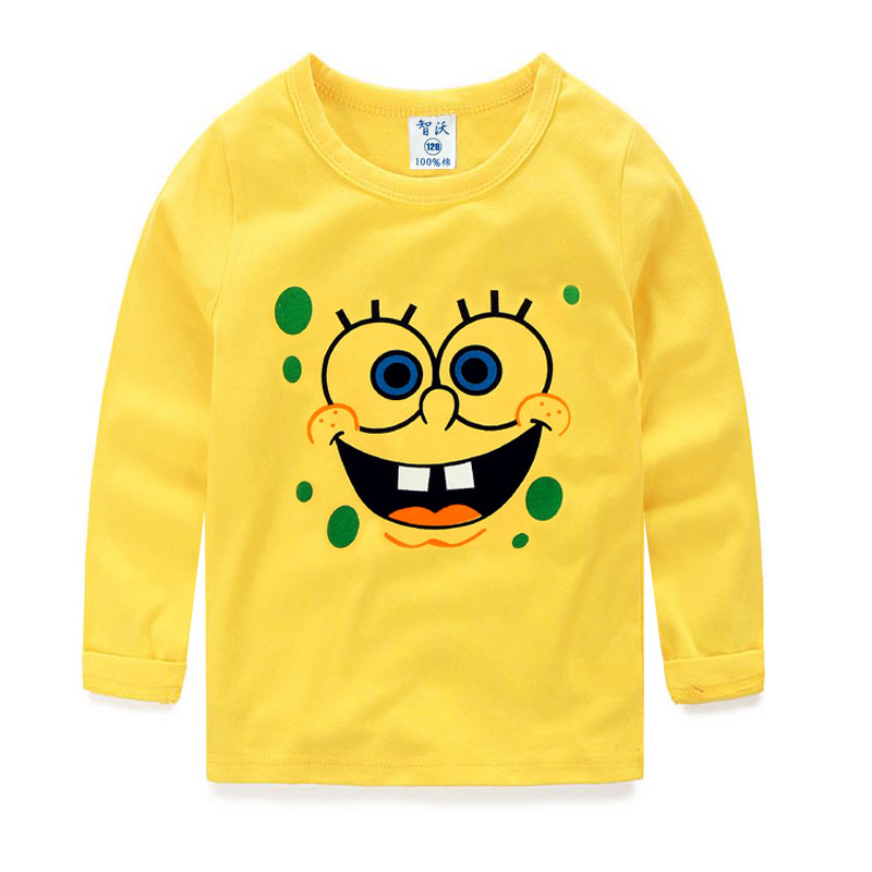 Áo thun cotton trẻ em dài tay 2018 xuân hè mới vừa và nhỏ cho bé sơ sinh bé trai và bé gái chạm đáy quần áo bé gái