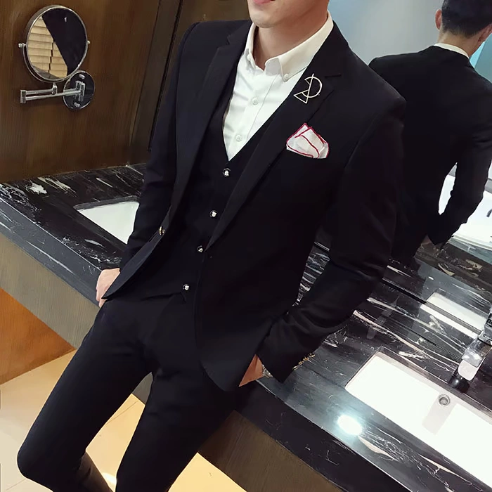 Suit phù hợp với nam giới mùa xuân và mùa thu trang trí cơ thể bốn mảnh chú rể váy cưới đám cưới phù rể phù hợp với nam chuyên nghiệp váy thủy triều