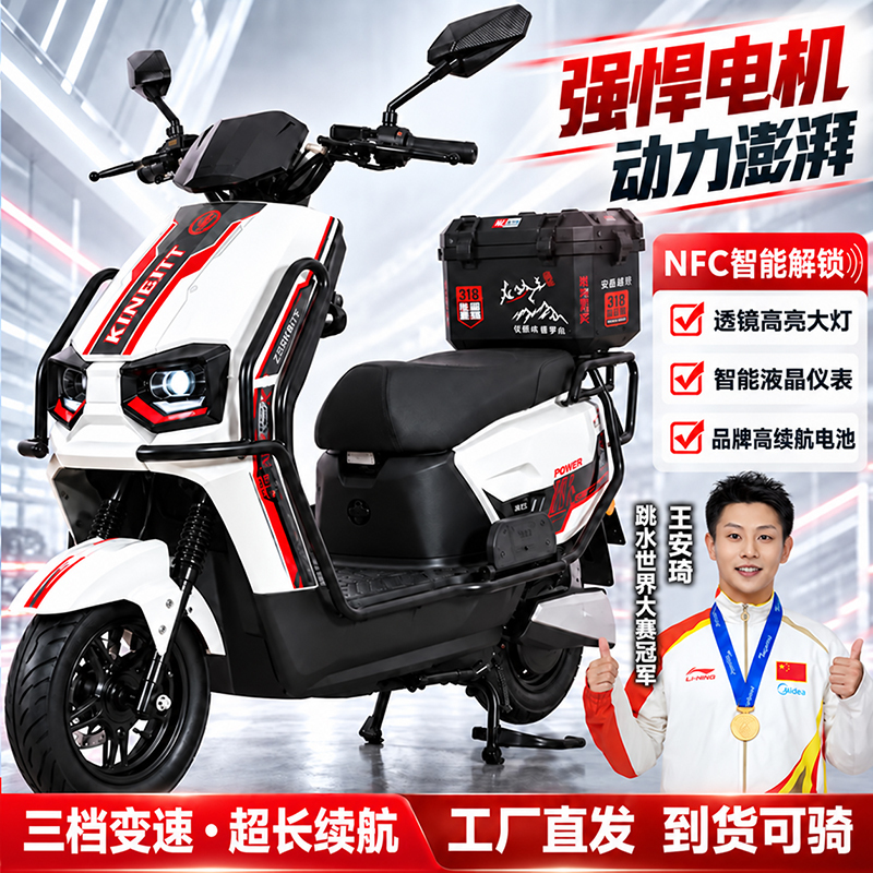 2026 New Model Long Run King Electric Scooter 72V96V High-Speed Delivery Electric Bike High-Power Pedal Electric Motorcycle