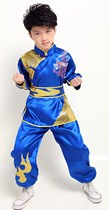 Childrens martial arts clothing long and short sleeves Spring and summer childrens boys performance clothing Practice clothing Kung fu performance clothing performance clothing