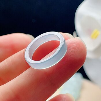 Natural jade square ring sky clear water sapphire ring