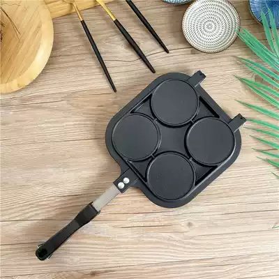 Egg burger machine stall commercial double-sided furnace gas non-stick 4-hole Wheel Cake red bean cake machine open fire Special
