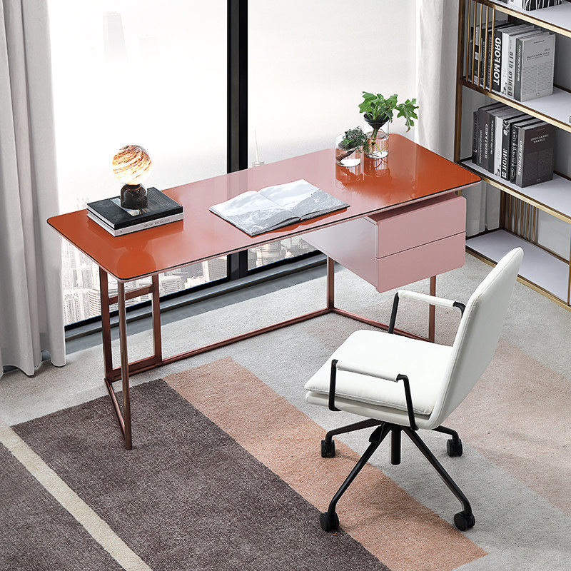 Light Extravagant Desk Modern Brief Tempered Glass Desk Home Book Room Desk Girl Bedroom Computer Desk