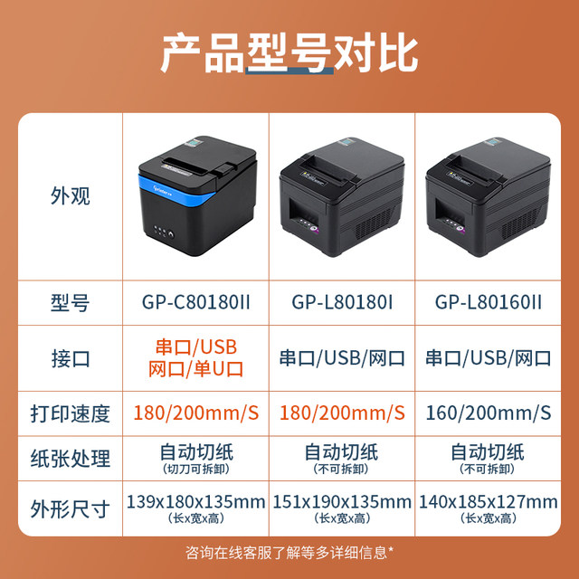 Jiabo GPL80180I thermal printer 80mm restaurant kitchen takeaway Bluetooth supermarket cashier small receipt