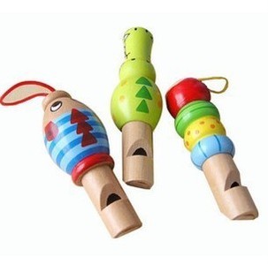 Children's toys cartoon animals small whistle wooden toys educational toys intelligence toys can hang key chain