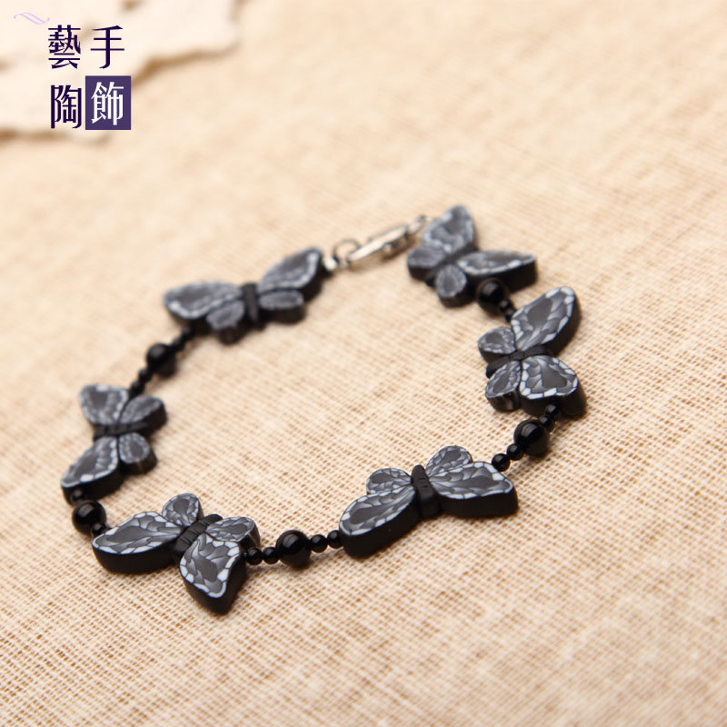 Artists to decorate original fine soft ceramic bracelet butterfly series multicolor customizable natural agaustone accessories