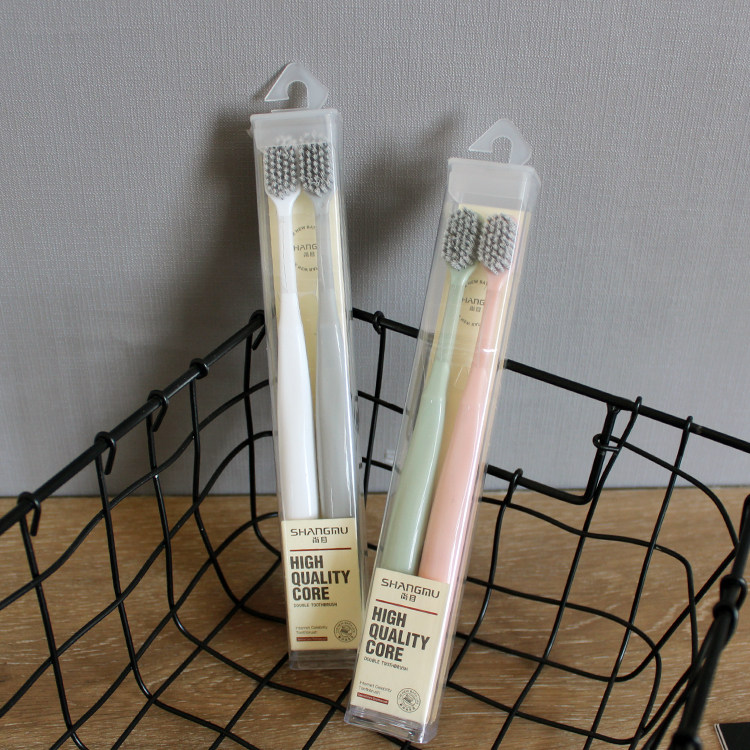 Daily single household two-pack toothbrush 0 18mm spiral wire fine bristles wide adult men and women couple cleaning toothbrush