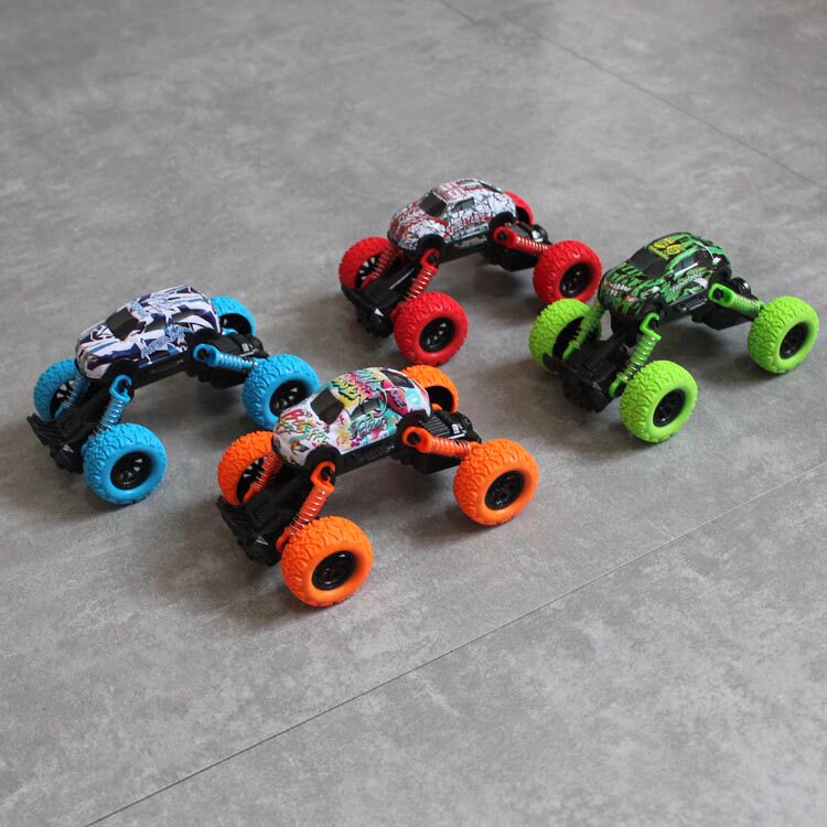Four-drive dual-back-force children's toy offroad car-resistant and crash-resistant damping toy car 3-6-year-old baby small car