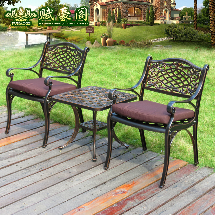 Outdoor Balcony Table And Chairs Courtyard Cast Aluminum Iron Art Outdoor Open-air Garden Casual Small Table And Chairs Three Sets Furniture-Taobao