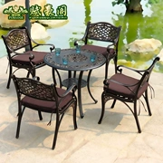 Bàn ghế ngoài trời đúc bàn nhôm đúc bàn ghế ngoài trời giải trí rèn sắt cà phê ban công sân vườn bàn ghế kết hợp năm mảnh