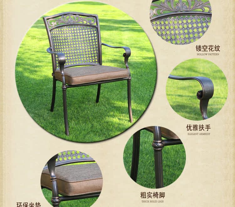 Bàn ghế ngoài trời giải trí bàn ghế ban công bàn ghế sân vườn bàn ghế sắt rèn nhôm ngoài trời bàn ghế năm mảnh bàn gỗ ngoài trời