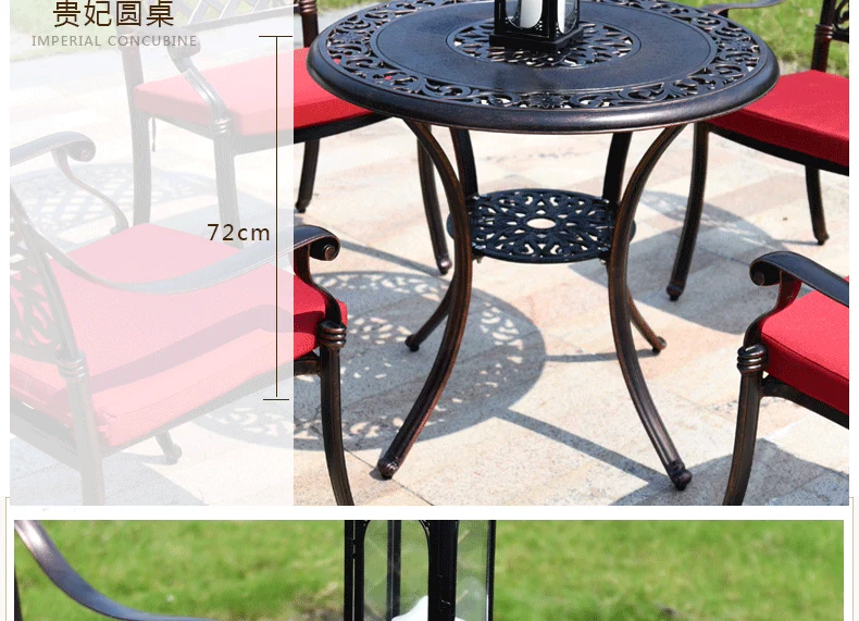Bàn ghế ngoài trời kết hợp Đúc nhôm bàn ghế ngoài trời ban công bàn ghế Ghế sân vườn sắt bàn giải trí và ghế năm mảnh - Bàn ghế ngoài trời / sân