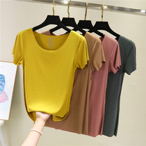 No trace short sleeve T-shirt spring summer thin womens size shirt slim top fit inside versatile round neck modal base shirt