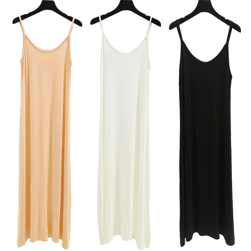Modal Camisole Dress for Women, Summer Outerwear, Anti-See-Through Tank Dress, Lined Base Dress, Sleeveless Inner Wear, Casual Long Dress