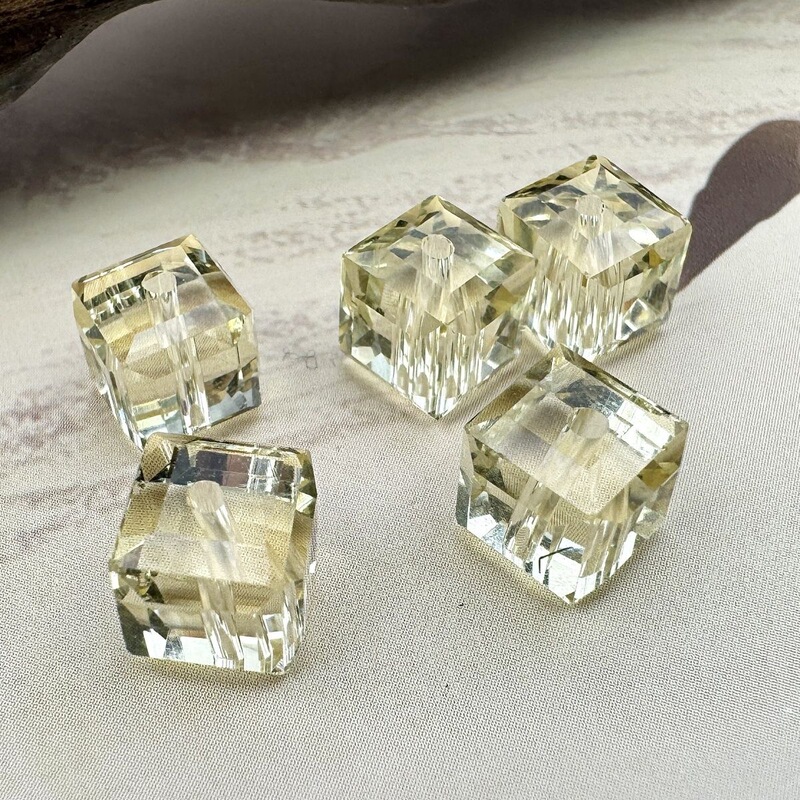 Lemon Citrine Straight Hole Sugar Cube Faceted Loose Beads DIY Handmade Beaded Bracelet Necklace Accessories