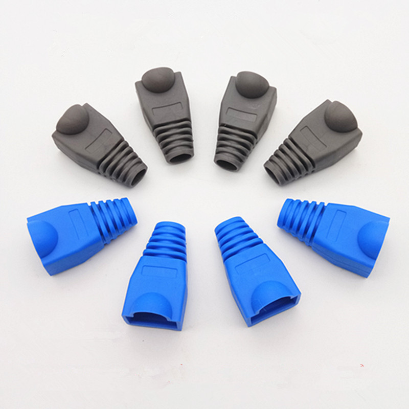 Crystal head sheath Internet wire protective sleeve RJ45 Internet wire head jacket universal five types of six types of network cable blue grey