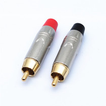 RCA series bright nickel-plated cap lotus plug audio video terminal plug red and black tail welded lotus joint