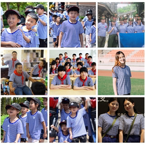 Marine physical training suit sea soul shirt round neck T-shirt short sleeve shorts Army fitness uniform military training blue and white cotton