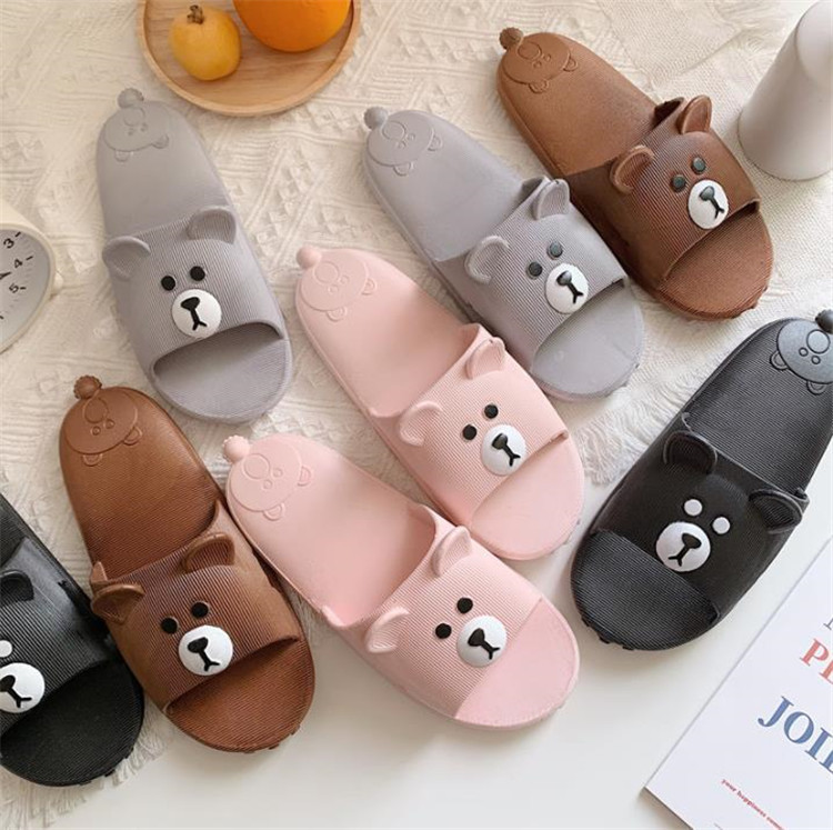 Summer ins Cute Bear Cartoon Slippers for Girls, Non-Slip Indoor Slippers for Women, Couple's Summer Home Soft-Soled Slippers