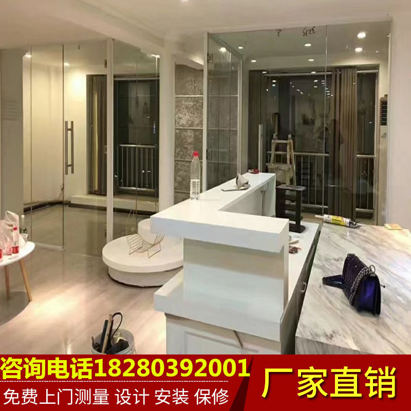 Office Glass High Partition Aluminum Alloy Frosted Tempered Glass Partition Wall Hollow Louvre Soundproof Wall Partition Wall