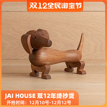 Danish Rosendahl Handmade Wood Carving Puppet Animal Puppet Sausage Dog Wooden Decor Home Ornament