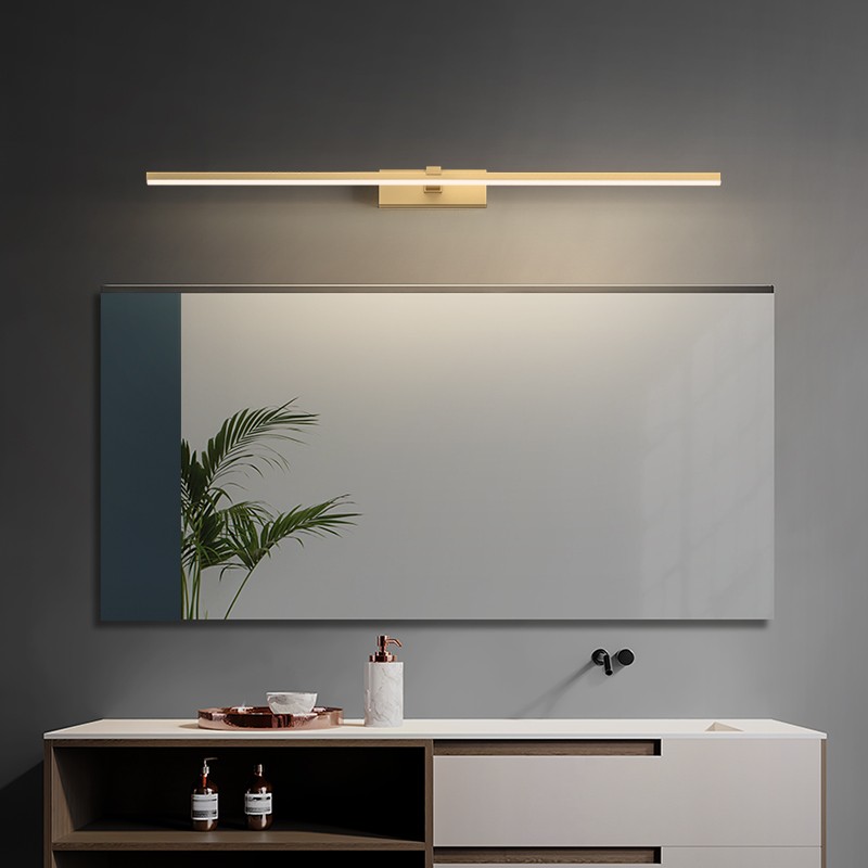 Mirror Front Light Makeup Room Bathroom Mirror Cabinet Special Led Mirror Light Modern Brief Strip Wall Lamp Full Copper Nordic Lamp