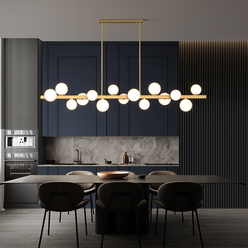 ZM Dining Hall Chandelia Full Copper Nordic Table Dining Room Modern Minima Creative Magia Bean Strip Light Extravagant table hanging lamps