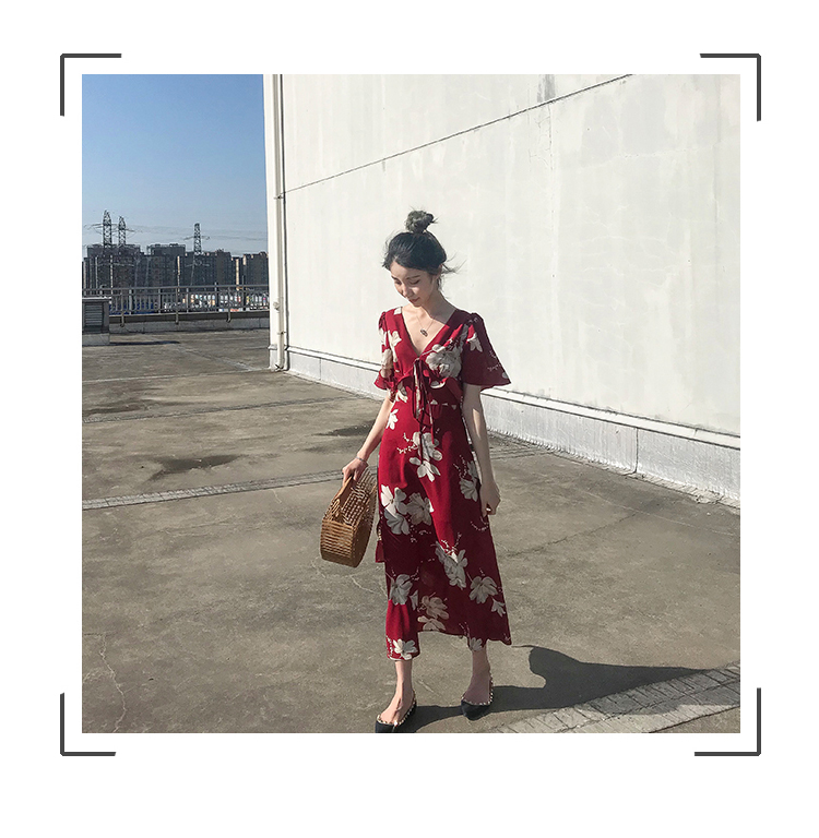 VK旗艦店 韓國風復古女甜美碎花連身褲套裝短袖褲裝