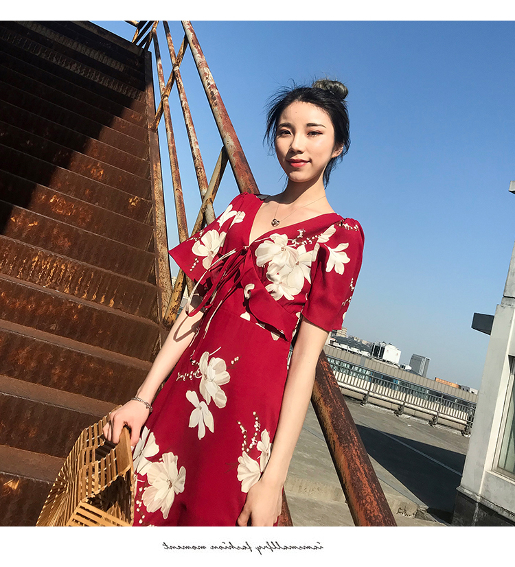 VK旗艦店 韓國風復古女甜美碎花連身褲套裝短袖褲裝