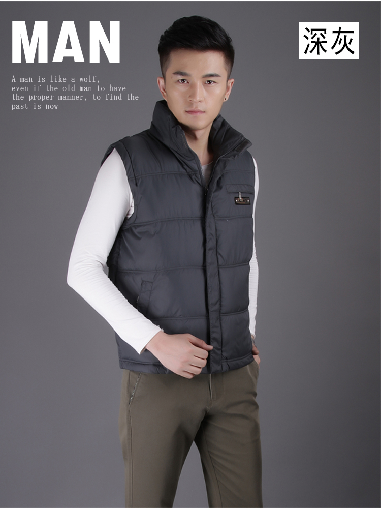 Đàn ông trung niên mùa thu và mùa đông áo vest cotton cộng với phân bón XL cha xuống áo bông đứng cổ áo vest bông áo ghi lê