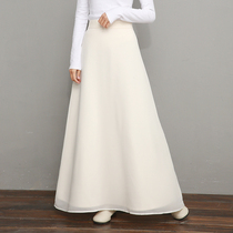 Nian Xing-Chinese retro literature and art wild fairy autumn and winter new tea dress Zen wool double skirt