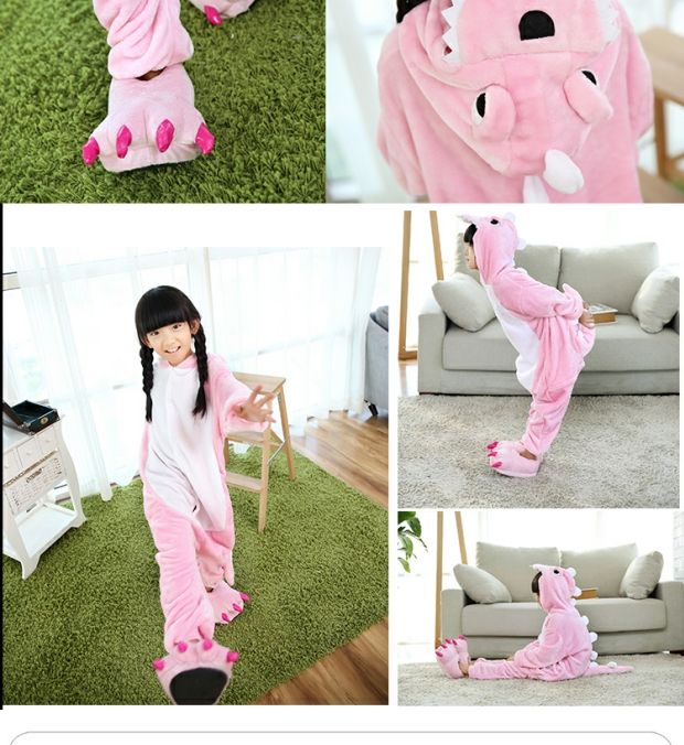 Mùa thu và mùa đông flannel phim hoạt hình động vật trẻ em một bộ đồ ngủ khủng long nhỏ bé trai và bé gái Pikachu cho thấy dịch vụ gia đình bodysuit bé trai 0-24 tháng