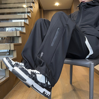 American-Style Spring and Autumn Softshell Pants for Men, Sports Hiking Pants, Windproof, Waterproof, Quick-Drying, Straight-Leg Casual Pants, Fleece-Lined Work Pants