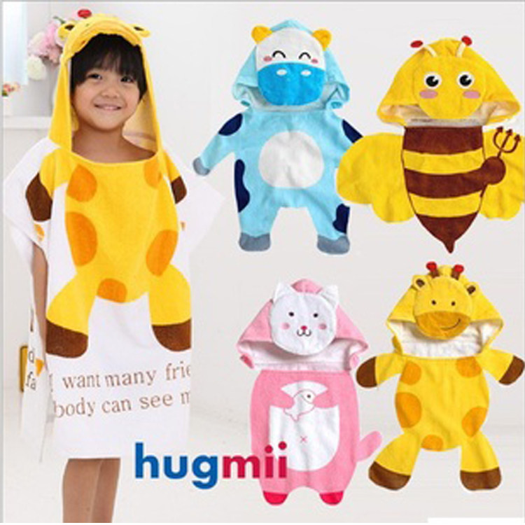 Male and female Children's baby Even hat cartoon pure cotton cut down printed bag by bath towel beach towels Multi-pattern 4133