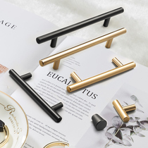 Cabinet door handle minimalist light and luxurious gold aluminum alloy Nordic cupboard wardrobe drawers doorknob lengthened black upscale
