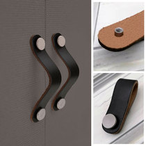 Eurostyle Light Lavish Genuine Leather Handle Wardrobe Drawers Modern Minima Black Creative Thickened Brown Soft Cortical Door Handle