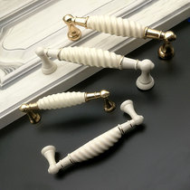 cabinet door handle gold ceramic white porcelain European style field wardrobe cabinet door light lavish ivory white furniture cabinet door handle