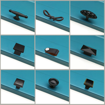 Drawer pull handle single hole black bed head cabinet minimalist Nordic cupboard wardrobe round square pull-ring cabinet door handle small
