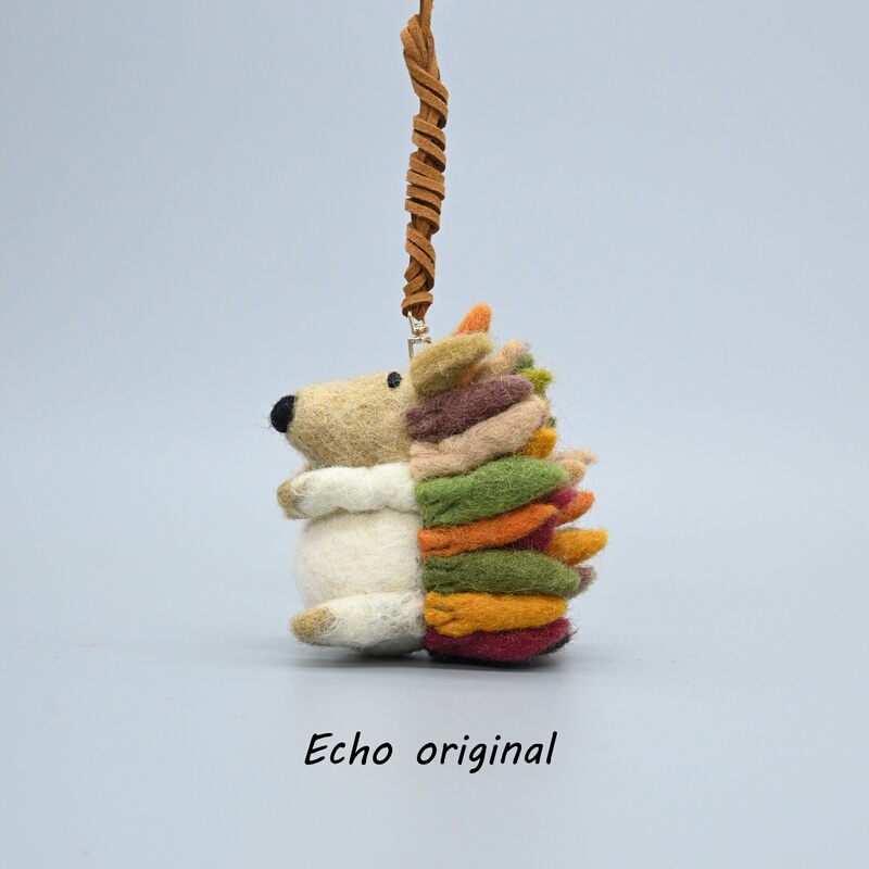 Echo Nepal Handmade Wool Felt Pendant Cute Hedgehog Keychain Bag Ornament Niche Doll Car Hanging Gift