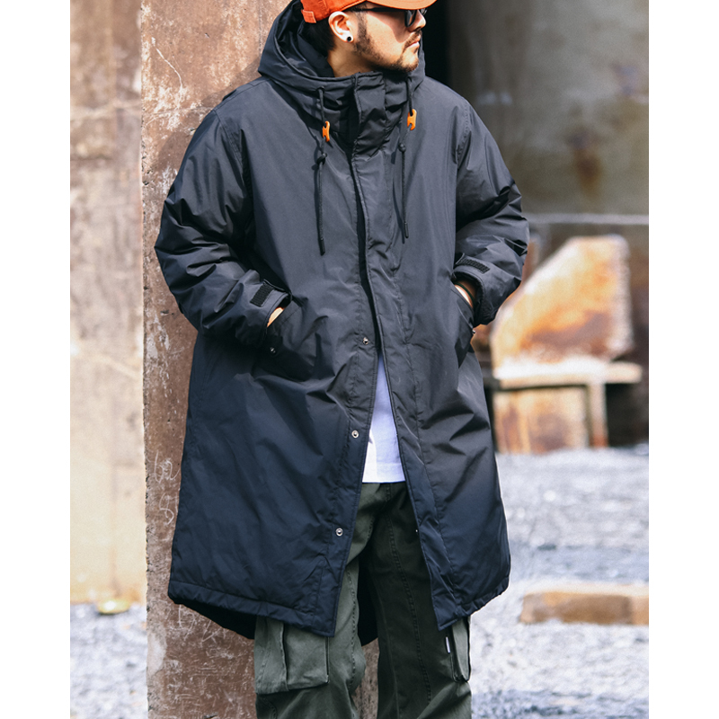Japanese Retro Style Warm down Jacket for Men, Mid-Length, Thickened, Warm White Duck Down, Winter Windproof Hooded Couple's Coat