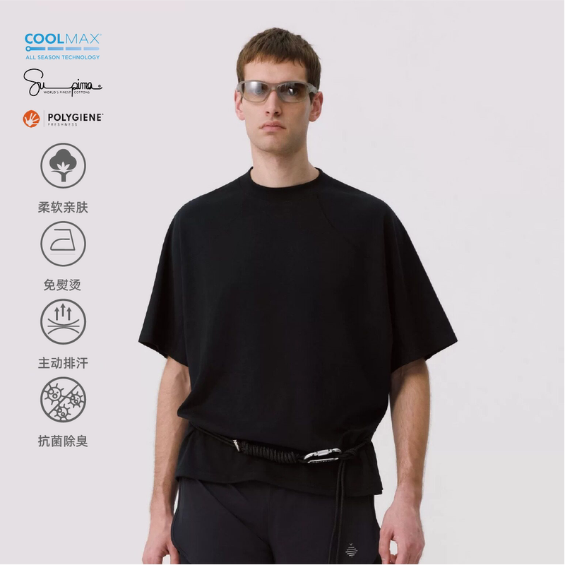 Batwing Short-Sleeve Octobee Lab Pima Cotton Coolmax Quick-Drying Moisture-Wicking Short Wide Raglan Casual T-Shirt