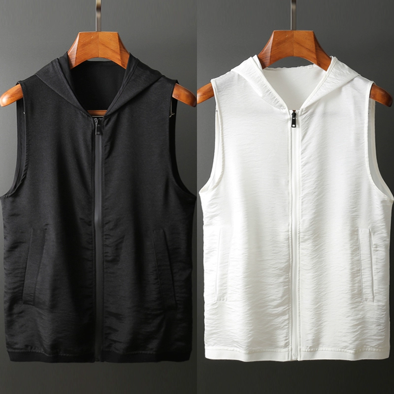 Áo vest nam mùa hè LHZ mỏng nam cao cấp vest giản dị không tay trùm đầu vest vest nam mùa hè - Dệt kim Vest