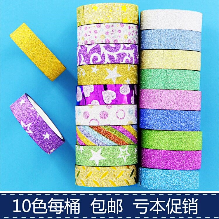 Cartoon color tape diy decorative masking hand tearing transparent hand account tape paper candy color flash