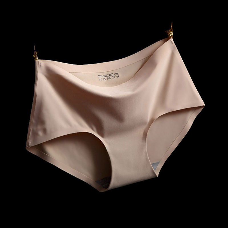 Kang Jiumei summer seamless ice silk underwear girls ultra-thin cotton file breathable sexy transparent mid-waist briefs head