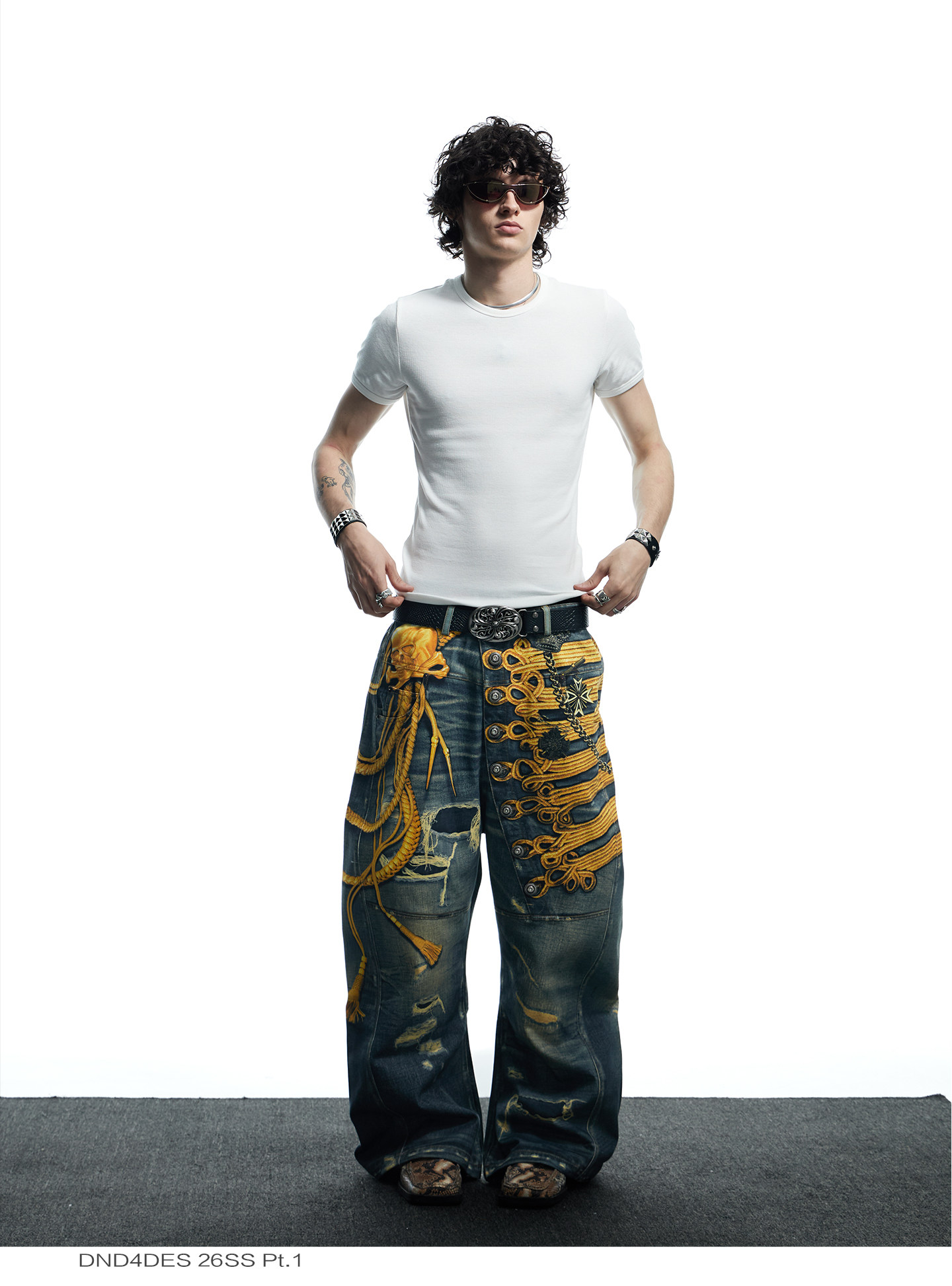 メンズ DND4DES 3D print baggy Jeans