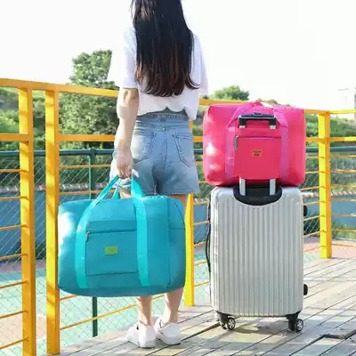 Portable large capacity travel bag storage bag lightweight folding handbag travel short trolley luggage luggage bag