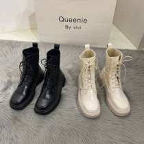 ITSK Inglein Wind Martin Boots Woman Autumn Winter White Lace Short Boots