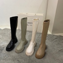 ITSK Martin Boots Woman Thick Bottom Long Barrel Long Boots White High Silo Rider Boots